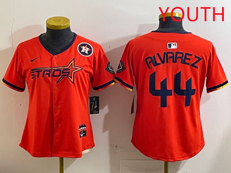 Youth Houston Astros #44 Alvarez Orange Three generations Joint Name 2025 Nike MLB Jersey style 4126->youth mlb jersey->Youth Jersey